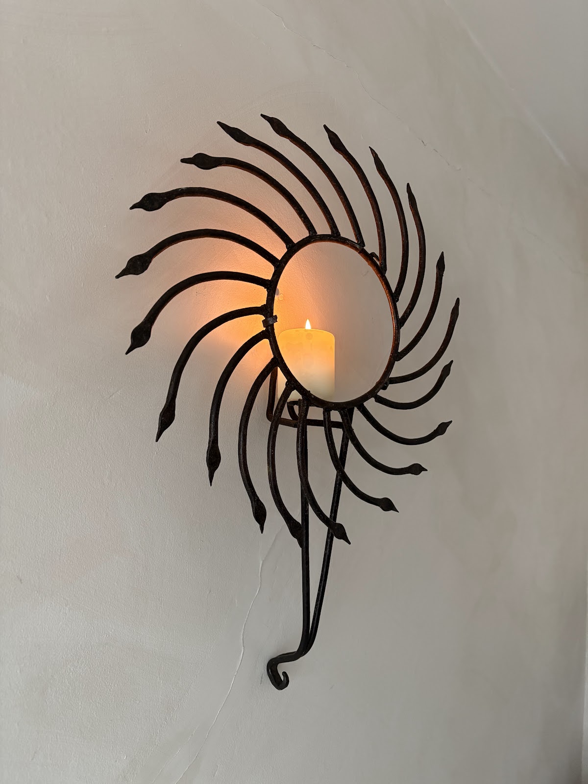 Celestial Wrought Iron Sconce/Light Frame [Europe, 1970s]