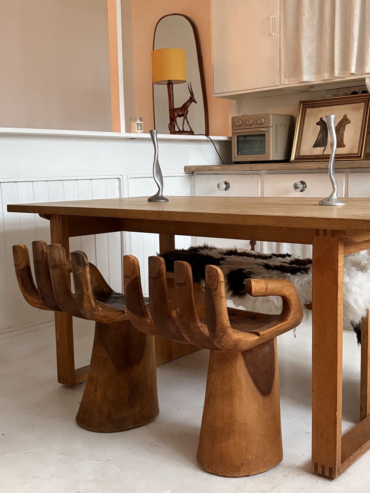 Carved Hand Chairs in the style of Piedro Friedeberg [Denmark, 1980s]